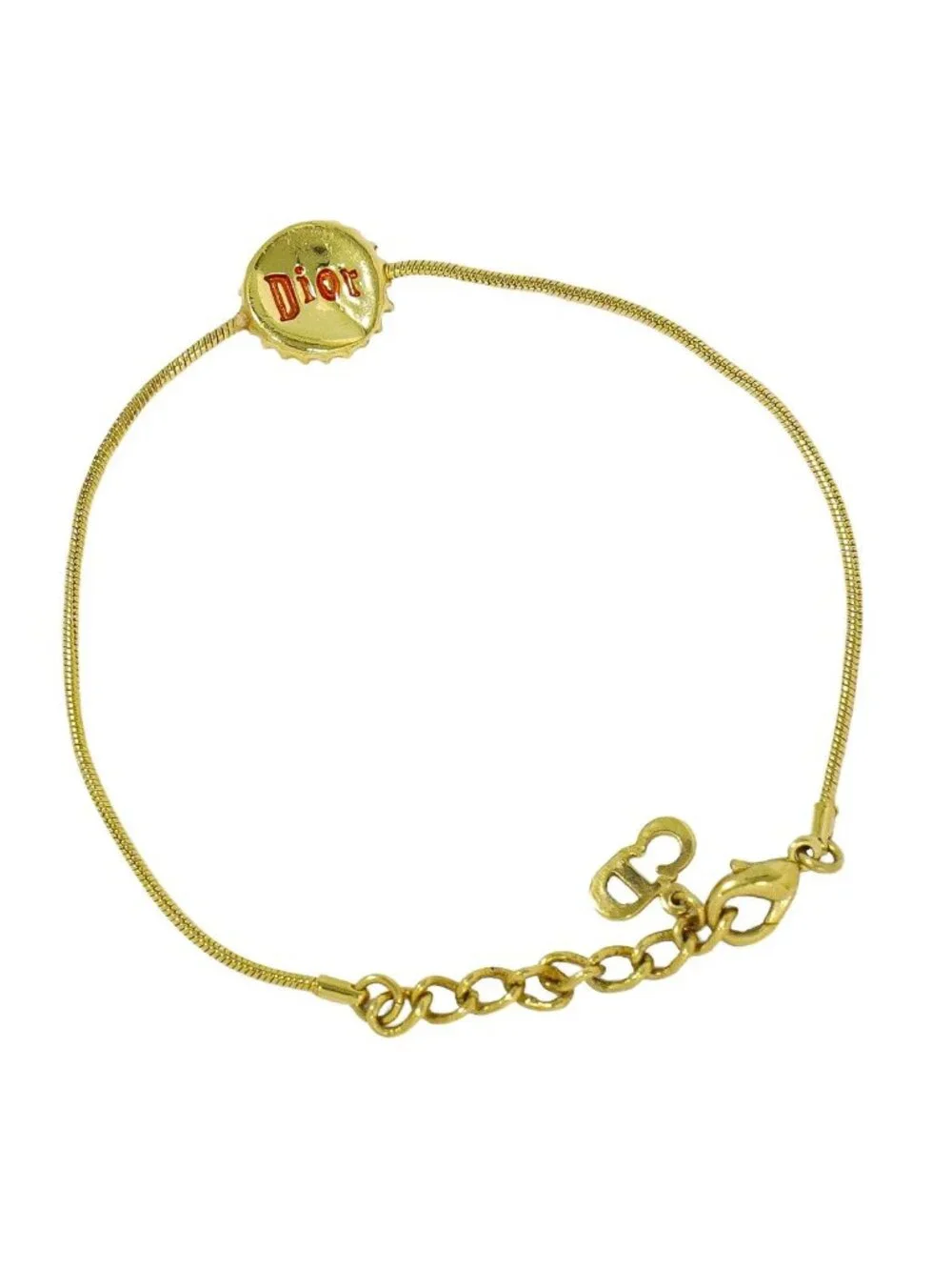 Dior Logo Bottle Cap Motif Bracelet Bangle Gold Plated